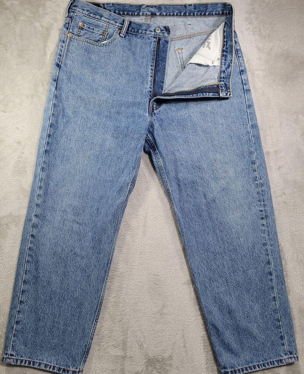 Levi's 550 Jeans Mens 42x30 Blue Stone Wash Relaxed Tapered Zip Fly Denim Cotton
